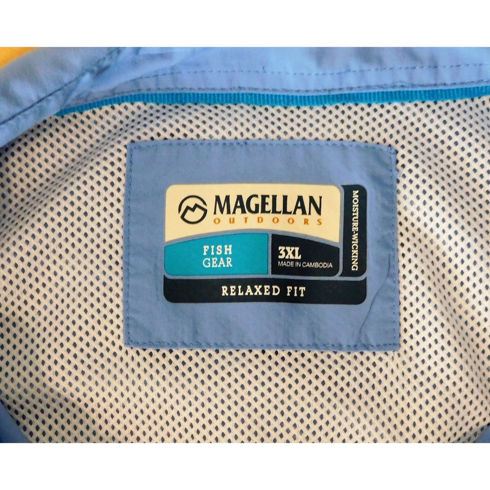 Magellan Outdoors Fish Gear Shirt 3XL Blue Vented Relaxed Short Sleeves Nylon - Picture 5 of 5